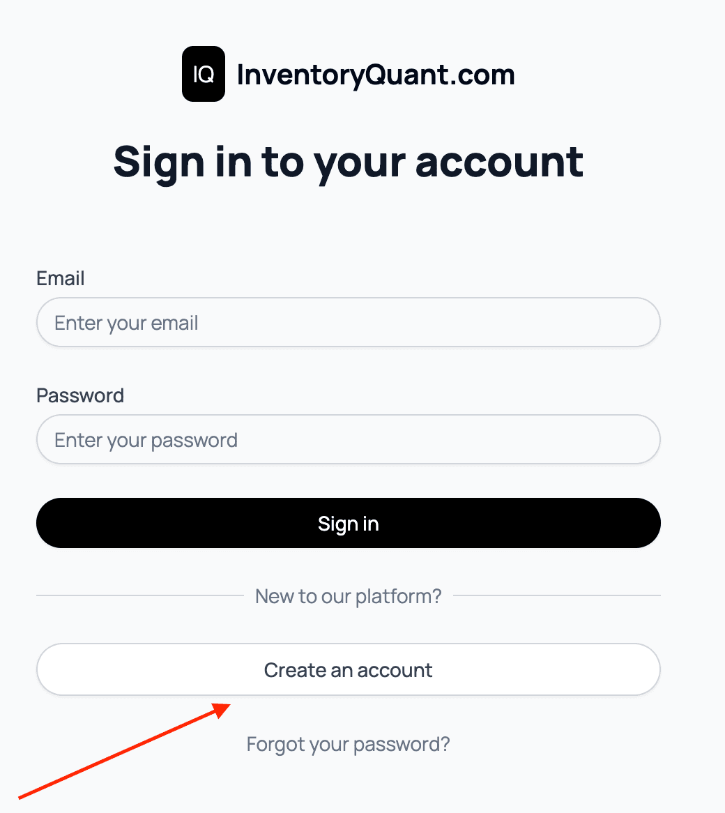 Image of the create an account button