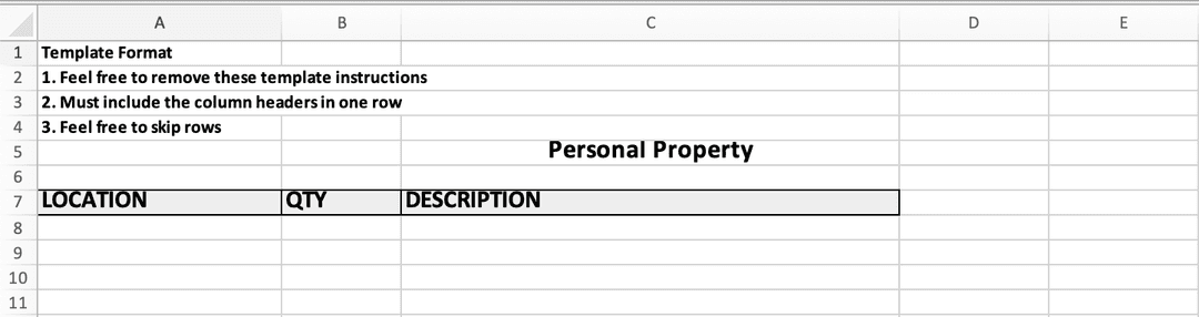 Image of the spreadsheet template