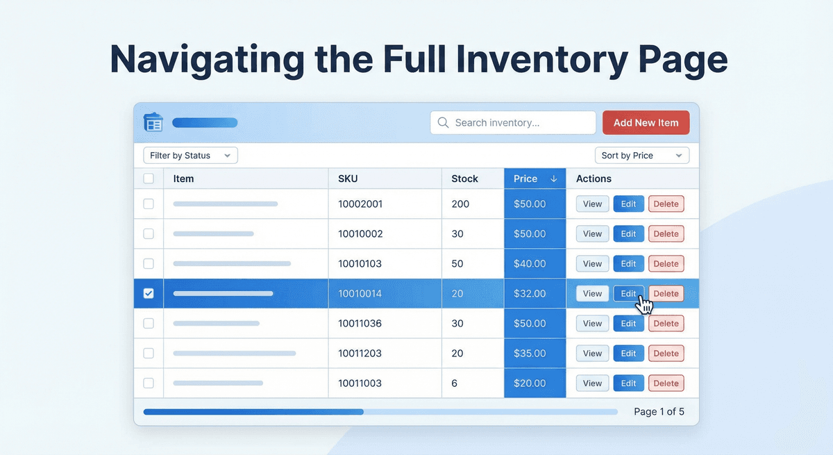 Navigating the Full Inventory Page