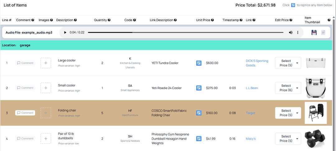 Image of what the full inventory page looks like
